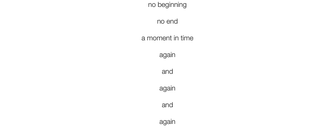 no beginning no end a moment in time again and again and again